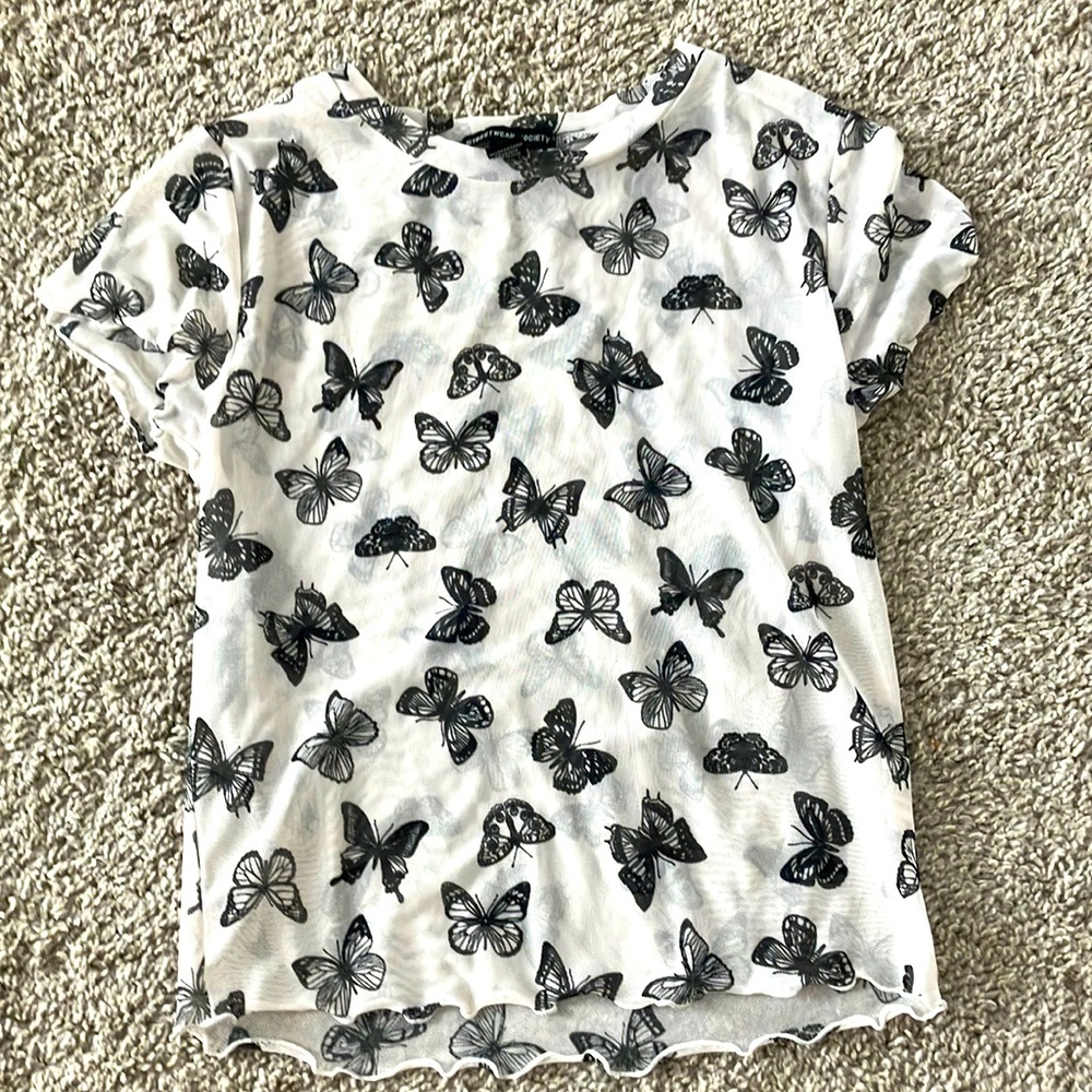 Two see through crop tops.Both a size small from StreetWearSociety.